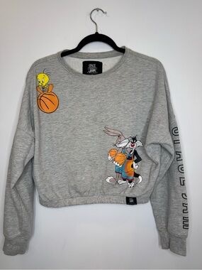 Aeropostale X Space Jam Looney Tunes Basketball Graphic Crop Sweatshirt sz small